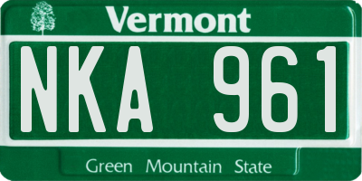 VT license plate NKA961