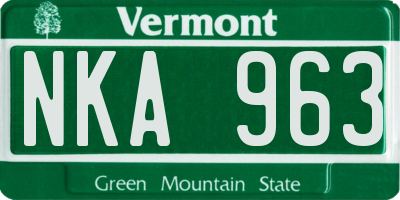VT license plate NKA963