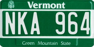 VT license plate NKA964