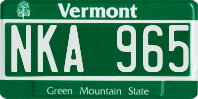 VT license plate NKA965