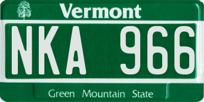 VT license plate NKA966