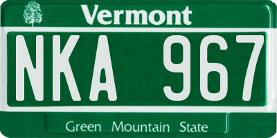 VT license plate NKA967