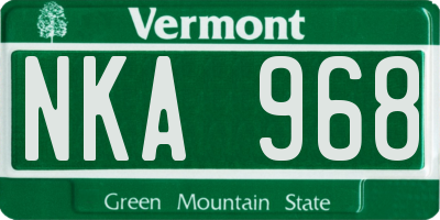 VT license plate NKA968