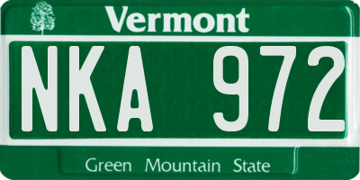VT license plate NKA972