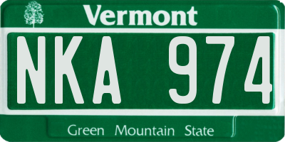 VT license plate NKA974