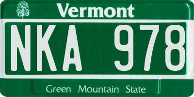 VT license plate NKA978