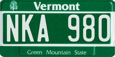 VT license plate NKA980