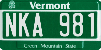 VT license plate NKA981