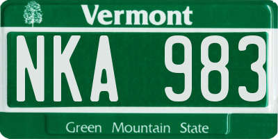 VT license plate NKA983