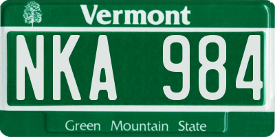VT license plate NKA984