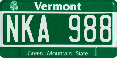 VT license plate NKA988