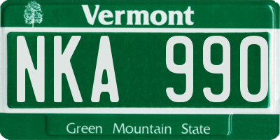 VT license plate NKA990