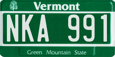 VT license plate NKA991