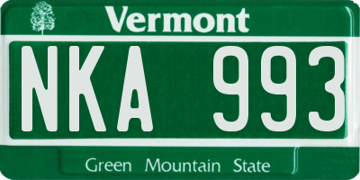 VT license plate NKA993