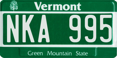 VT license plate NKA995