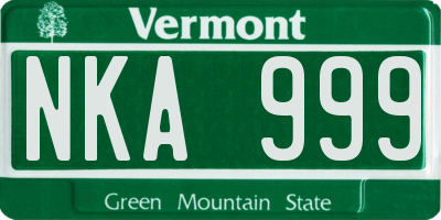 VT license plate NKA999