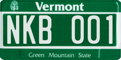 VT license plate NKB001