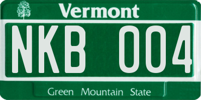 VT license plate NKB004