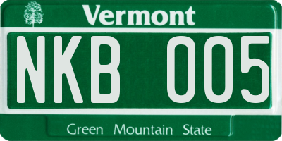 VT license plate NKB005