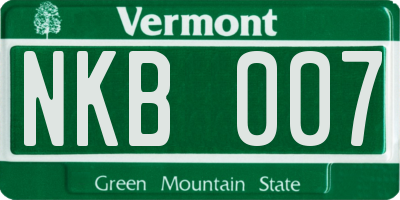 VT license plate NKB007