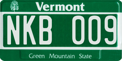 VT license plate NKB009
