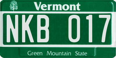 VT license plate NKB017
