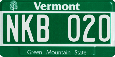 VT license plate NKB020