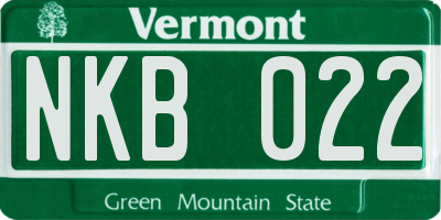 VT license plate NKB022
