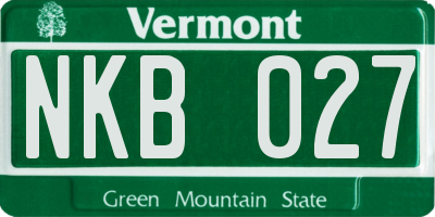 VT license plate NKB027