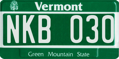 VT license plate NKB030