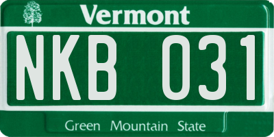 VT license plate NKB031