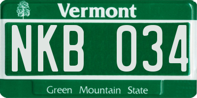 VT license plate NKB034