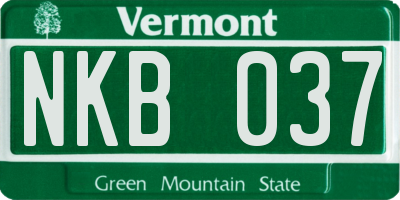 VT license plate NKB037