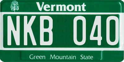 VT license plate NKB040
