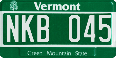 VT license plate NKB045