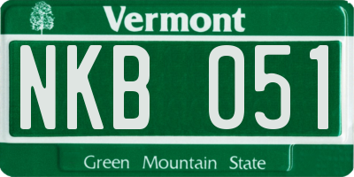 VT license plate NKB051