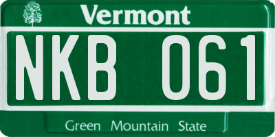 VT license plate NKB061