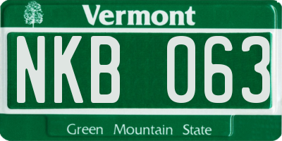 VT license plate NKB063