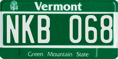 VT license plate NKB068