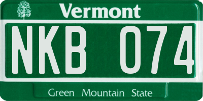 VT license plate NKB074