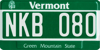 VT license plate NKB080