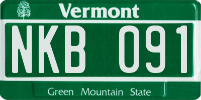 VT license plate NKB091