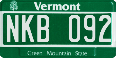 VT license plate NKB092