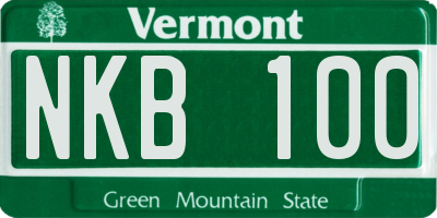 VT license plate NKB100