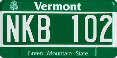 VT license plate NKB102