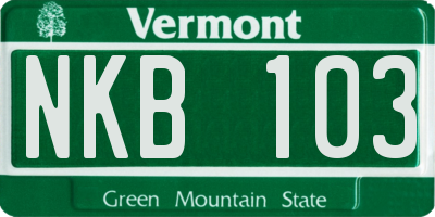 VT license plate NKB103