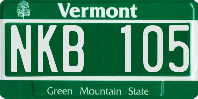 VT license plate NKB105