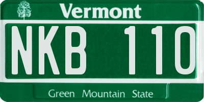 VT license plate NKB110