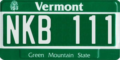 VT license plate NKB111