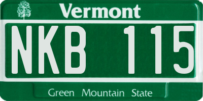 VT license plate NKB115